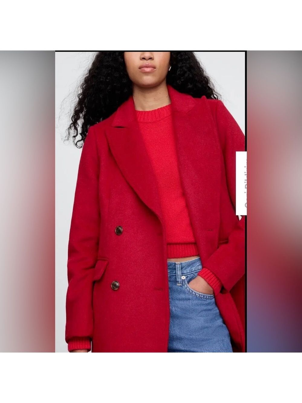 Gap Wool Blend Chesterfield Double Breasted Pea Coat NWT Holidays Career Work - Picture 6 of 7